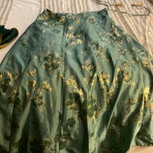 Indian Sea Green Gold Lehenga Choli & Dupatta